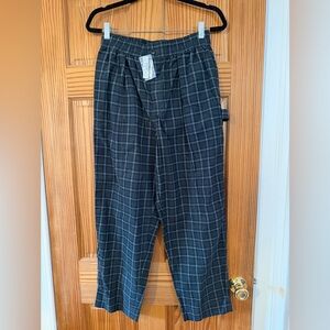 Women’s Madewell Black Windowpane Plaid Pull-On Trousers - size small